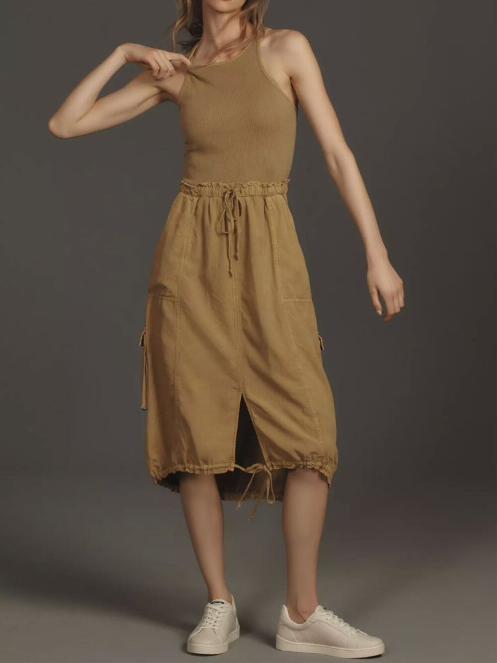 Anthropologie Daily Practice Be Bold Racerback Twofer Tank Cargo Dress XS